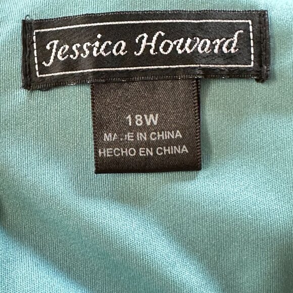 Jessica Howard Turquoise Tiered Layered Sleeveless V-Neck Midi Dress 18W - Picture 7 of 11